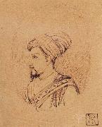 Rembrandt Harmensz Van Rijn A Medallion Portrait of Muhammad-Adil Shah of Bijapur Spain oil painting artist